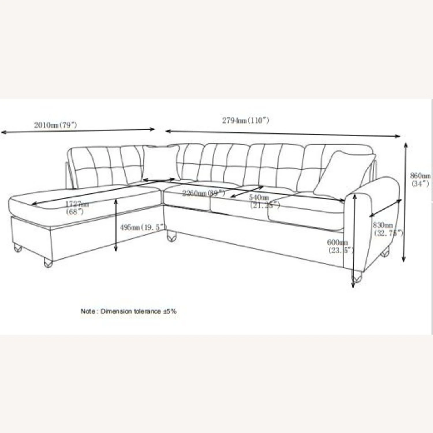 Other Grey 2-Piece Fabric Sectional Sofa 4 Other Grey 2-Piece Fabric Sectional Sofa - Image 4