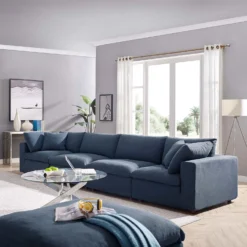 Other 4-Piece Sectional Sofa In Overstuffed Azure Fabric - 1500 1500 frame 0 978