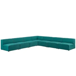 Other 7-Piece Sectional In Teal Fabric W/ Trim Lining