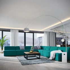 Other 7-Piece Sectional In Teal Fabric W/ Trim Lining - 1500 1500 frame 0 985